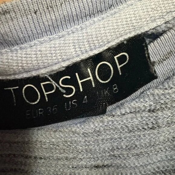 Top shop. Size 4, light blue, 3/4 sleeve, ribbed textured. 1/4 back zip top - Picture 5 of 5